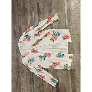 Merona Women’s Small White Pineapple Print Cardigan – Button Front Novelty Sweat